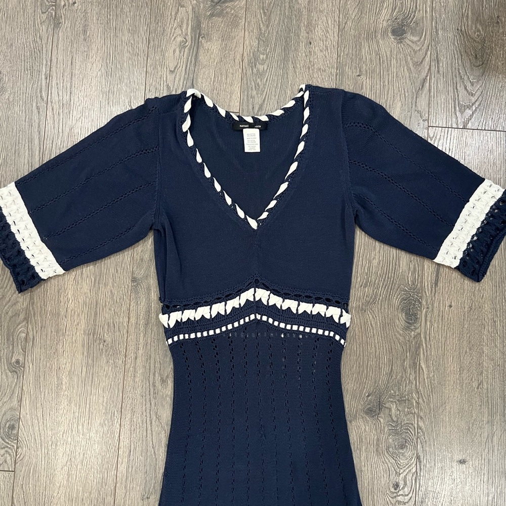 Nanette Lepore Navy and White Knit Dress